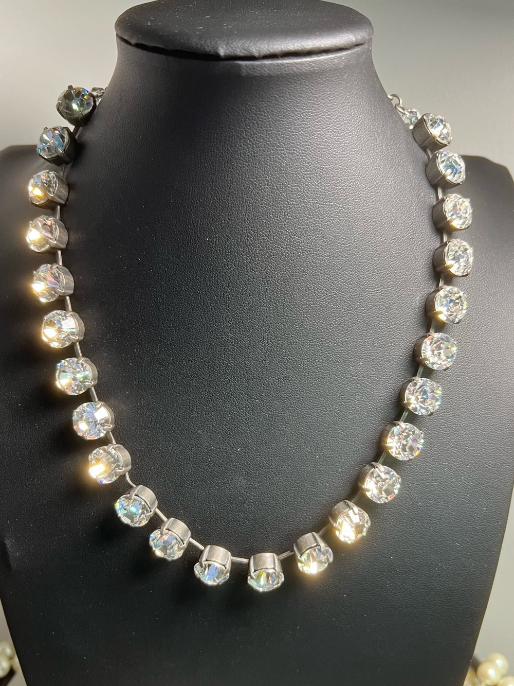 Sabika Silver-Tone Clear Crystal Tennis Necklace B27